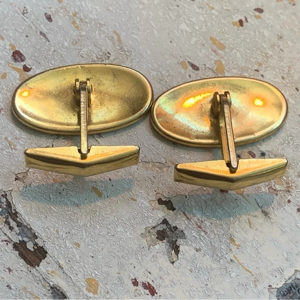 Vintage Damascene Gold Black Cufflinks